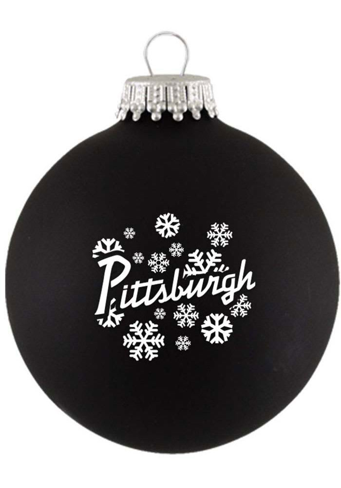 Pittsburgh Snowflakes Black Glass Ball Ornament