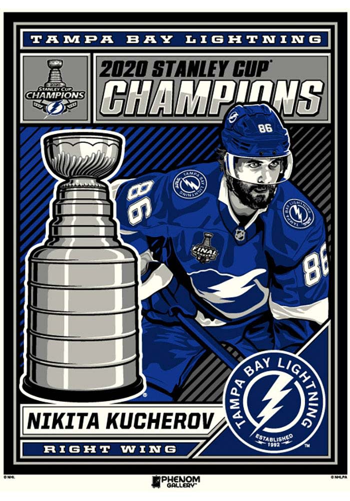 Tampa Bay Lightning Nikita Kucherov '20 Champs 18x24 Serigraph