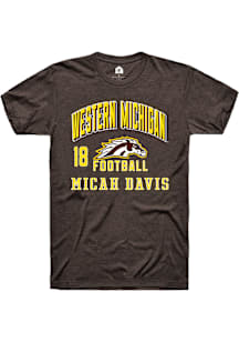 Micah Davis Western Michigan Broncos Brown Football NIL Arch Logo Short Sleeve Player T Shirt