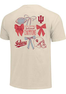 Indiana Hoosiers Womens Ivory 2025 College Football National Champions Bows Short Sleeve T-Shirt
