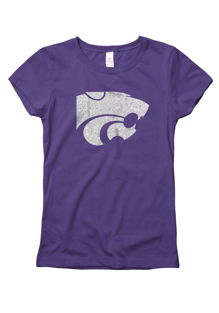 K-State Wildcats Girls Purple Glitzy Short Sleeve Tee