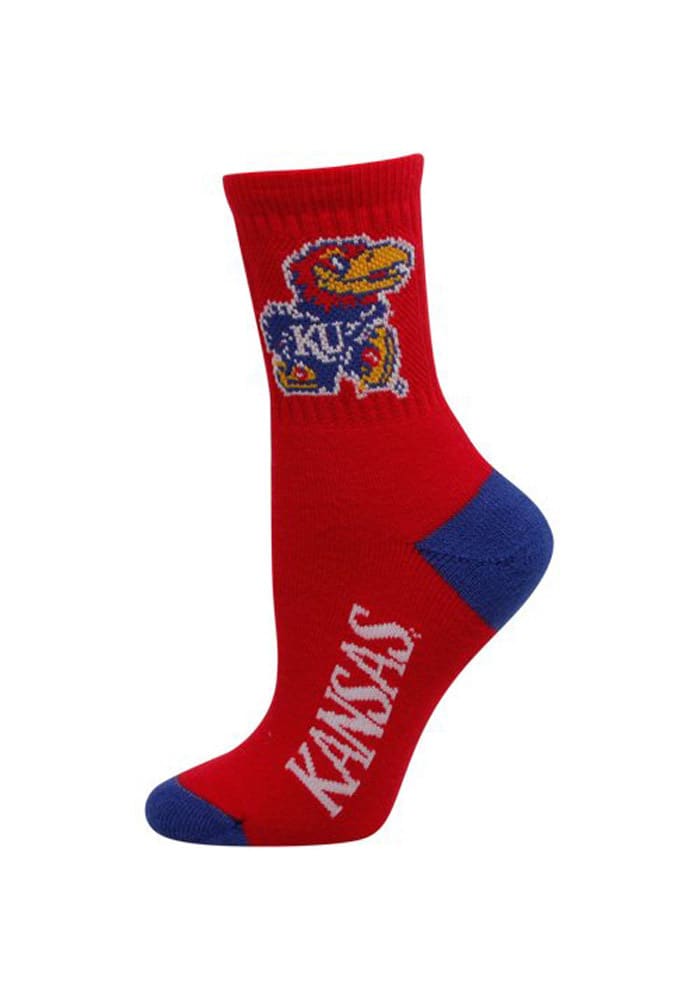 Kansas Jayhawks Logo Name Mens Quarter Socks