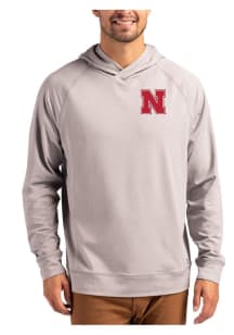 Mens Nebraska Cornhuskers Grey Cutter and Buck Adapt Knit Hood Hooded Sweatshirt