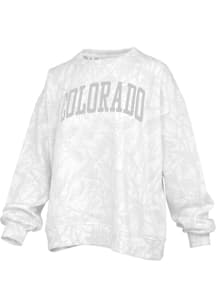 Pressbox Colorado Buffaloes Womens White Camo Crew Sweatshirt