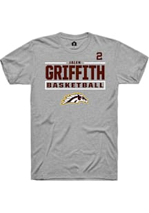 Jalen Griffith Western Michigan Broncos Grey NIL Stacked Box Short Sleeve Player T Shirt