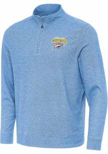 Antigua Oklahoma City Thunder Mens Blue 2025 Finals Champions Subtle Long Sleeve Qtr Zip Pullover