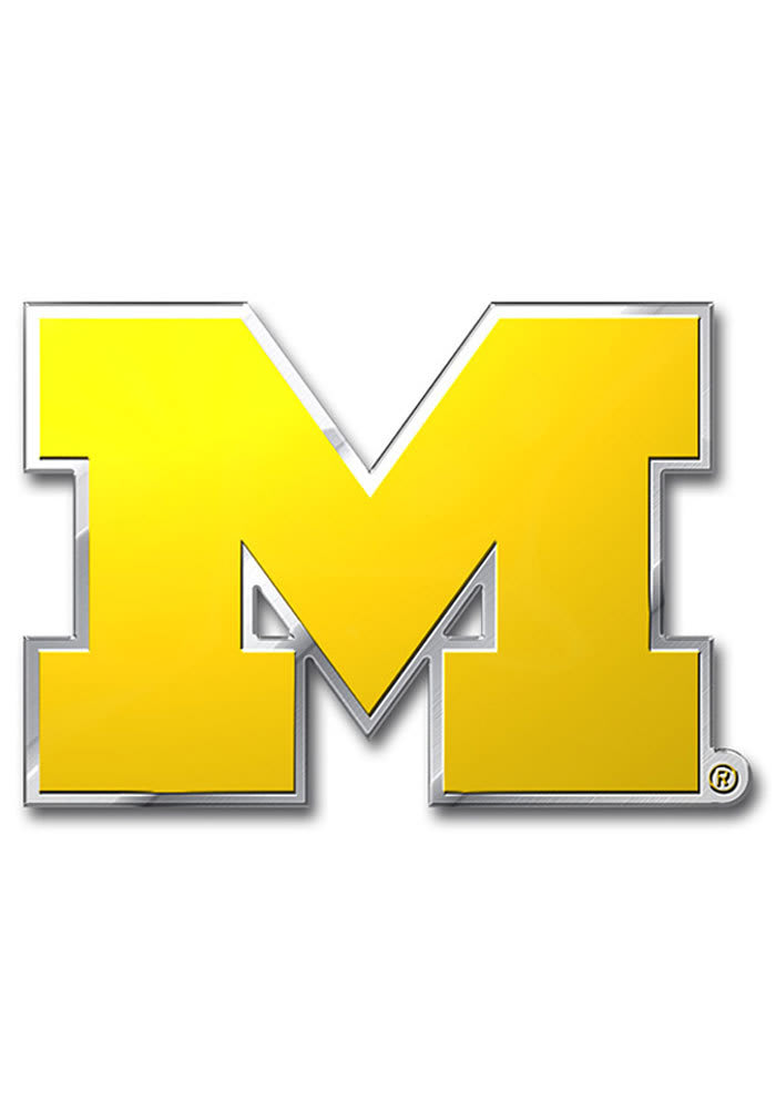 Sports Licensing Solutions Michigan Wolverines Aluminum Color Car Emblem - Yellow