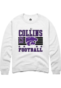 RJ Collins Rally Mens White K-State Wildcats NIL Striped Player Crew