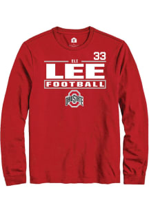 Eli Lee Mens Red Ohio State Buckeyes NIL Stacked Box Long Sleeve Player T Shirt