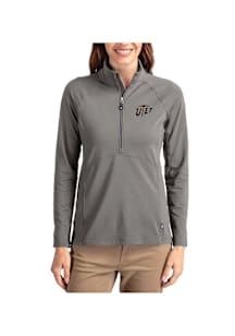 Cutter and Buck UTEP Miners Womens Graphite Adapt Eco Qtr Zip Pullover