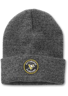 Pittsburgh Penguins Black Terrain Knit Silicone Patch Mens Knit Hat