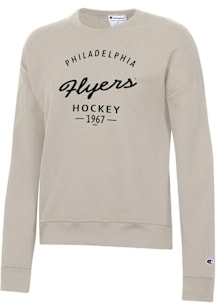 Champion Philadelphia Flyers Womens Oatmeal Arch Script Powerblend Crew Sweatshirt