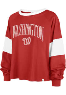 47 Washington Nationals Womens Red Upside Rhea LS Tee