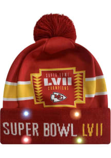 Forever Collectibles Kansas City Chiefs Red SB LVII Champs Light Up Beanie Mens Knit Hat