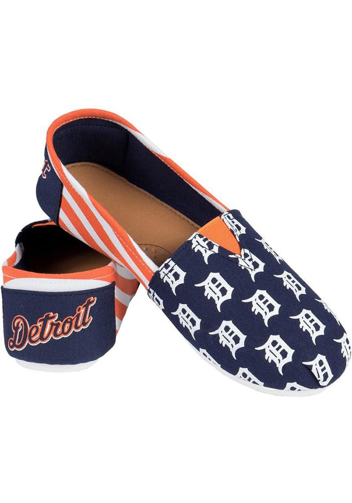 Detroit Tigers Blue Canvas Stripe Womens Shoes