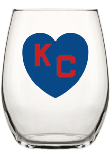 Kansas City Monarchs 15 OZ Blue Heart Red KC Stemless Wine Glass