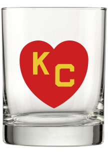 Kansas City Monarchs 13.5 OZ Red Heart Yellow KC Rock Glass