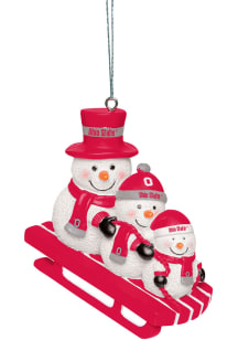 Red Ohio State Buckeyes Sledding Snowmen Ornament