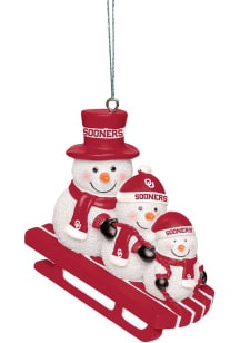 Oklahoma Sooners Sledding Snowmen Ornament