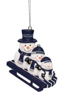 Dallas Cowboys Sledding Snowmen Ornament