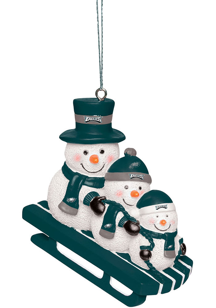 Philadelphia Eagles Sledding Snowmen Ornament