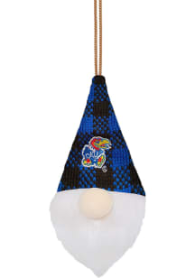 Kansas Jayhawks Plaid Plush Gnome Ornament