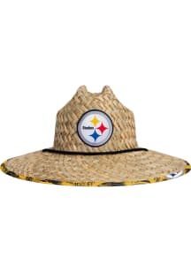 Forever Collectibles Pittsburgh Steelers Brown Floral Straw Mens Bucket Hat