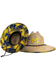 Forever Collectibles Michigan Wolverines Brown Floral Straw Mens Bucket Hat