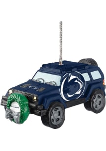 Blue Penn State Nittany Lions jeep with wreath Ornament