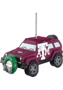 Texas A&amp;M Aggies jeep with wreath Ornament - Maroon