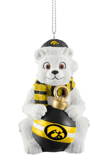 Black Iowa Hawkeyes sitting polar bear Ornament