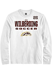 Ava Wilberding Western Michigan Broncos White NIL Stacked Box Long Sleeve Player T Shirt