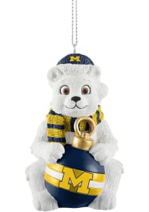 Yellow Michigan Wolverines sitting polar bear Ornament