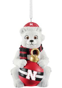 Red Nebraska Cornhuskers sitting polar bear Ornament