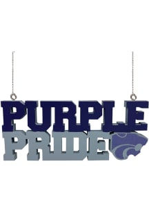 Purple K-State Wildcats wood slogan Ornament