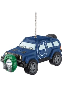 Indianapolis Colts jeep with wreath Ornament - Blue