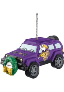 Minnesota Vikings jeep with wreath Ornament - Purple