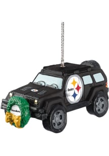 Pittsburgh Steelers jeep with wreath Ornament - Black