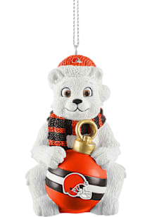 Cleveland Browns sitting polar bear Ornament - Orange