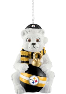 Pittsburgh Steelers sitting polar bear Ornament - Black