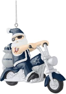 Dallas Cowboys Santa On Motorcycle Ornament