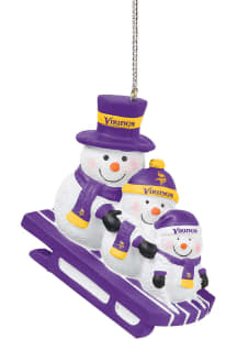 Minnesota Vikings Snowmen Sledding Ornament - Purple
