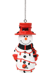 Cleveland Browns snowman with lights Ornament - Orange