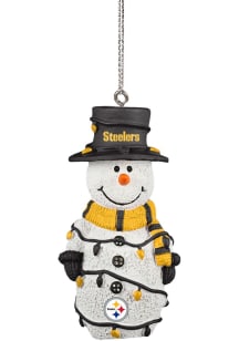 Pittsburgh Steelers snowman with lights Ornament - Black