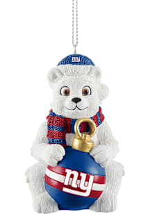 New York Giants Sitting Polar Bear Ornament - Blue
