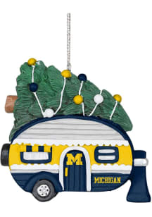 Yellow Michigan Wolverines Camper Ornament