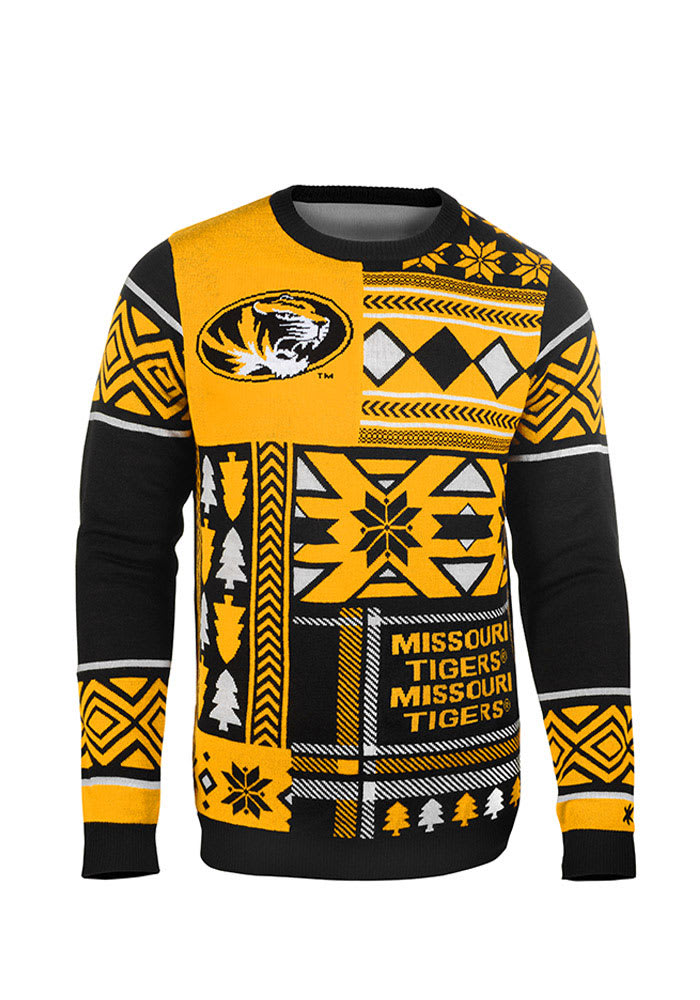 Missouri Tigers Mens Black Big Logo Ugly Long Sleeve Sweater