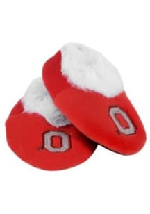 Fuzzy Ohio State Buckeyes Baby Slippers - Red