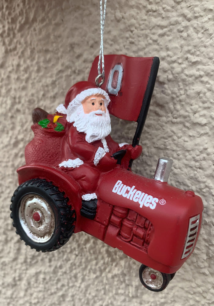 Ohio State Buckeyes Tractor Santa Ornament