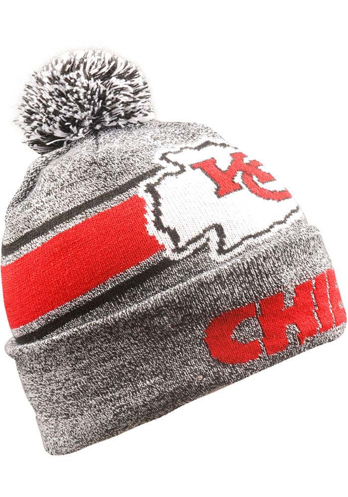 Kansas City Chiefs Grey Stripe Light Up Cuff Mens Knit Hat